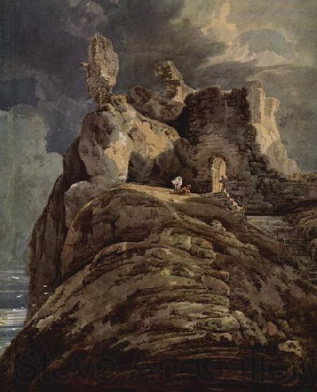 Thomas Girtin Bamburgh Castle, Northumberland Norge oil painting art
